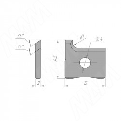 Сменная твердосплавная пластина 15x14,5x2 R=2, левая (022307)