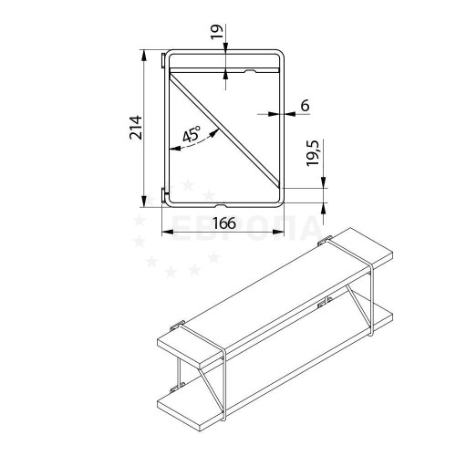 GTV Полкодержатель ROD, 210x160 мм, черный матовый PP-ROD-20M